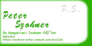 peter szohner business card